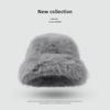 Womens Faux Fox Fur Winter Warm Hat With Wide Brim Ear Protection Solid Color Plush Cap In Multiple Shades