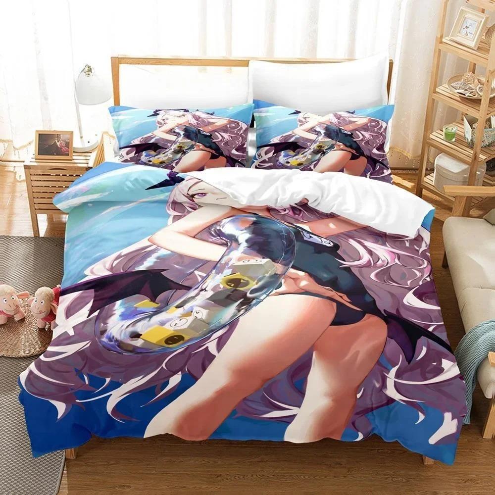 Anime Bed Sheet Kawaii Girl Blue Archive Bedding Set Single Twin Full Queen King Size Bed Set Aldult Kid Bedroom Duvetcover Sets