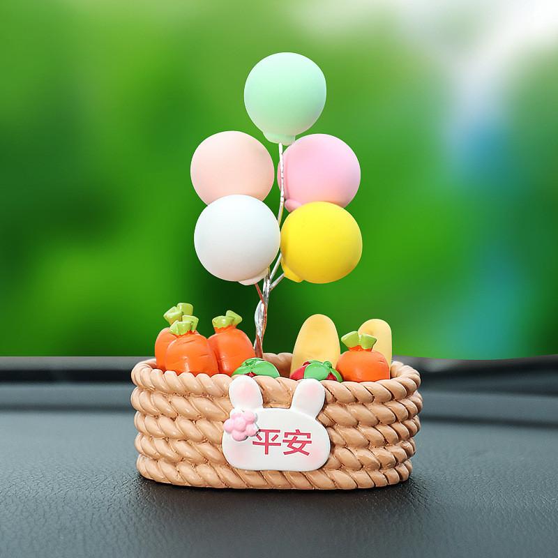 

Resin Peace Balloon Flower Basket Car Ornament With Cute Design For Interior Decor оранжевый
