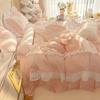 Princess Ruffle Duvet Cover Set Bed Skirt Pillowcase Four Seasons 4pc Beddin Quilt Cover Sheet Double Bed Queen King