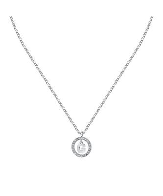 Letter G Steel Necklace With Clear Crystal LPS10ASF15 For Women