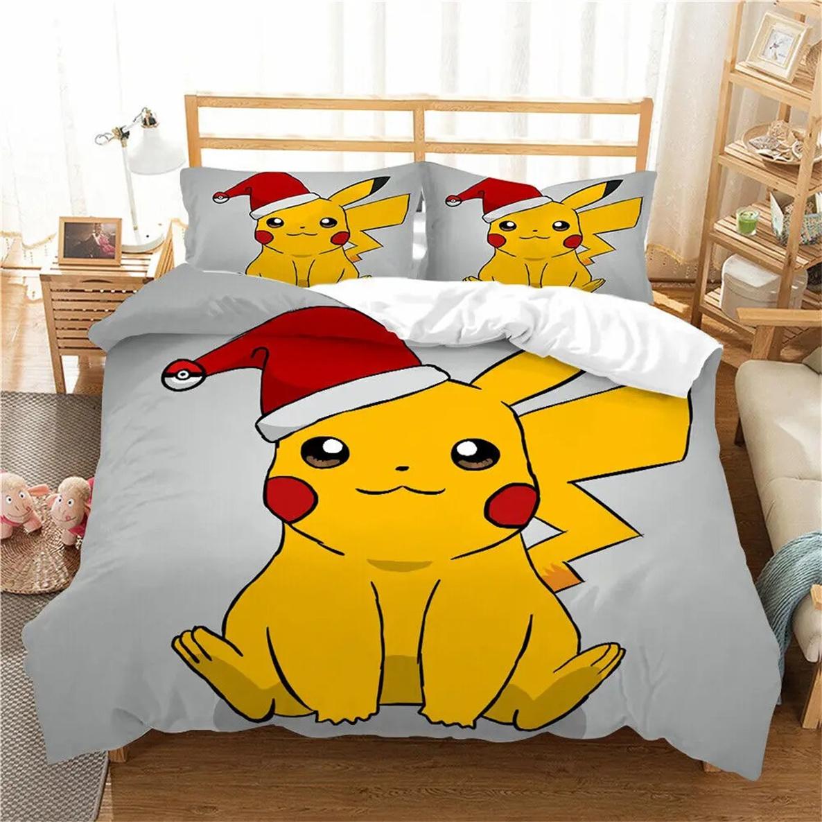 

Комплект постельного белья Pokemon 3D Пикачу пододеяльник с принтом аниме пододеяльники комплекты детского постельного белья праздничный подарок 135x200cm-2pcs