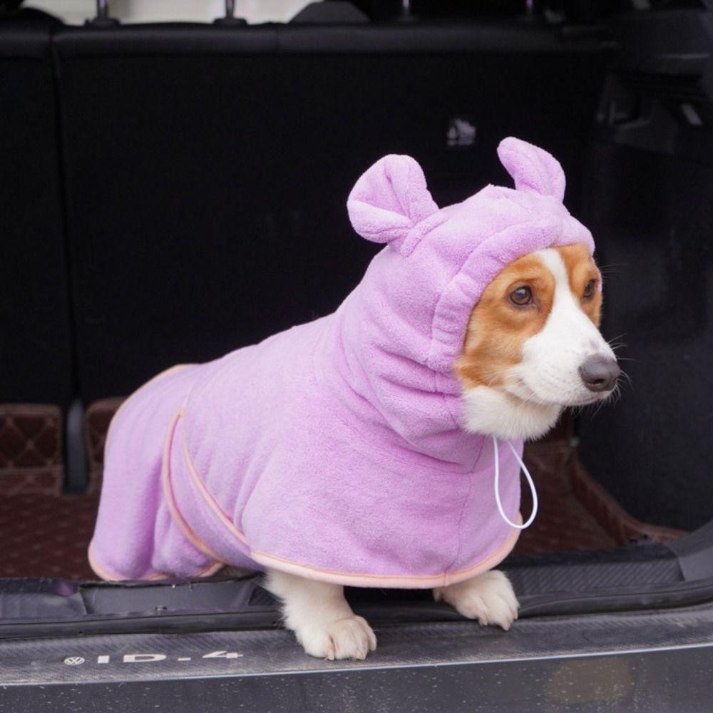 Adjustable Cats Drying Coat Absorbent Pet Bathrobe Towel Dog Fast Drying Hooded  Corgi