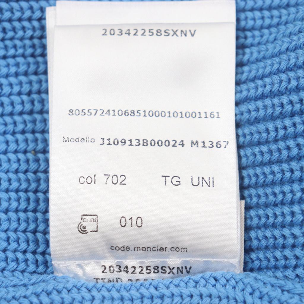 Excellent MONCLER Knit cap Hat with logo patch blue cotton mens Used