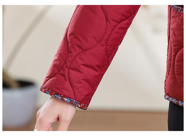 Chic Autumn/Winter Cotton Jacket with Fleece for Middle-Aged and Elderly Women, Warm Short Coat
