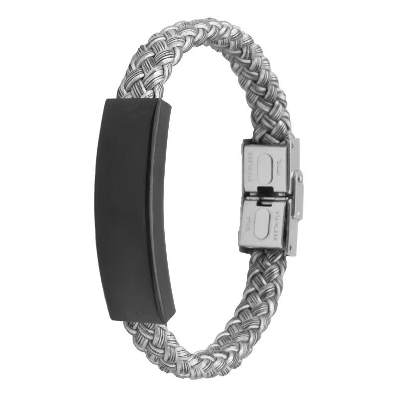 Stilvolles Herrenarmband aus Edelstahl mit Leder und Titangeflecht
