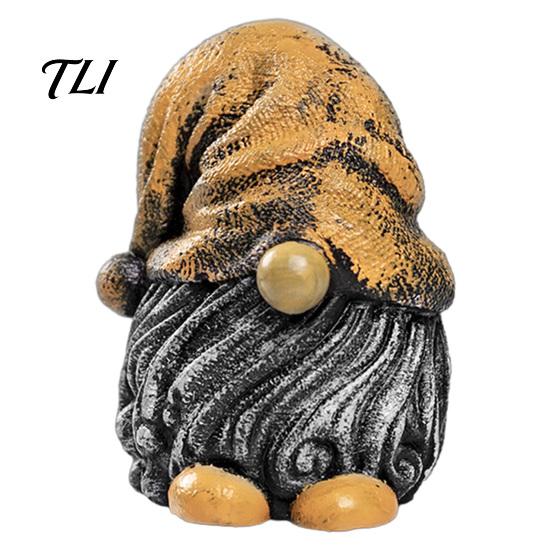Garden Gnome Figurines Colorful Hat Resin Statue, Faceless Dwarf Figurine with Wrinkled Hat, Weather Resistant Statues Waterproof Ornament,