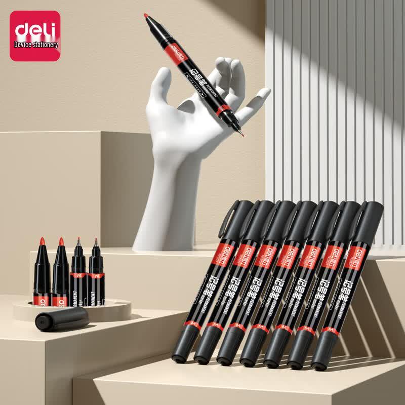 Deli Double-Headed Marker Pen 0.5mm (12-pack)