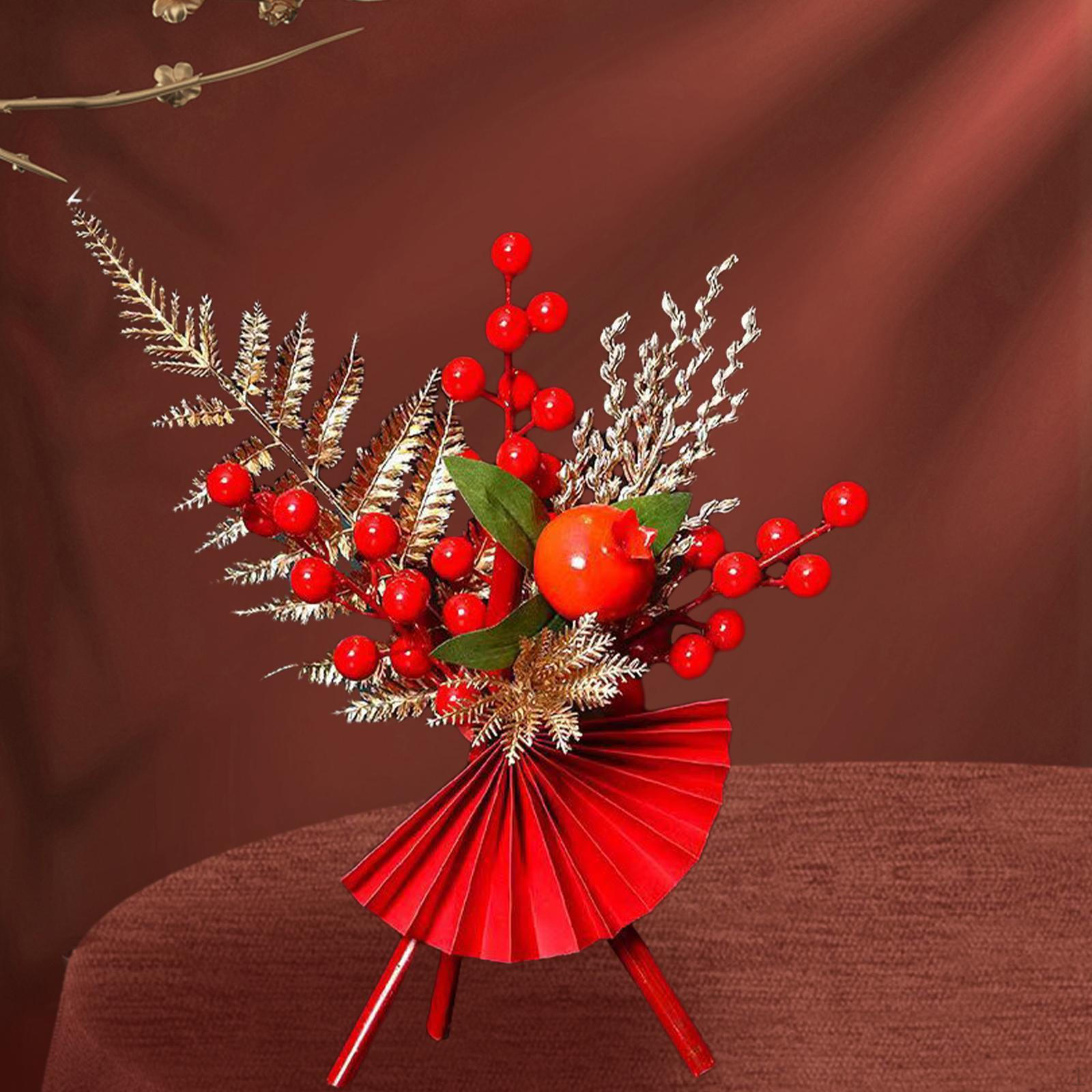 

Бамбуковая статуэтка для китайского Нового года, подарочное украшение для стола, гостиная и прихожая Red Fan