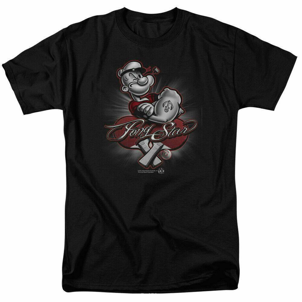 26 Popeye Pong Star T Shirt Licensed Comic Book Cartoon Tee Black Unisex T-Shirt L