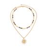 European And American Men's Necklace Beach Vacation Style Coconut Shell Beaded Light Luxury High-end Sun Pendant Clavicle Chain Jewelry