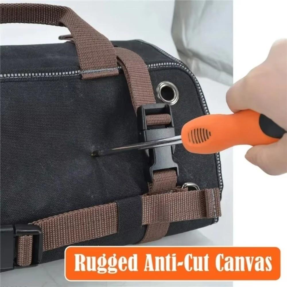 Waxed Canvas Tool Roll Up Bag 15 Pockets Canvas Tool Organizer Heavy Duty Tool Roll  Repair Work