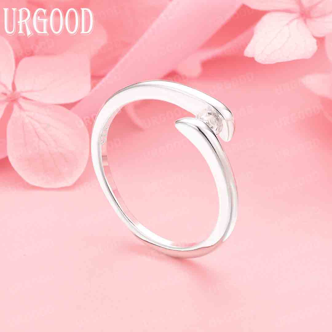 

925 Sterling Silver Wedding Jewelry AAA Zircon Ring 7#