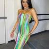 Women's Plus Size Tie-Dye Off-Shoulder Bandeau Dress - Spring/Summer 2025 Fashion