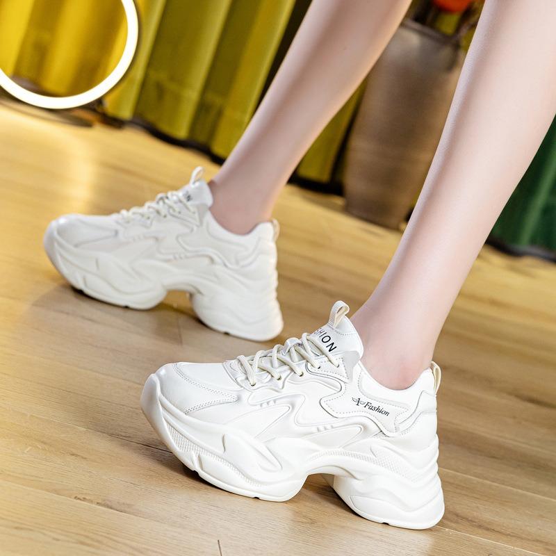Spring women's shoes new small flat casual little white shoes wedge heel muffin platform net shoes tide