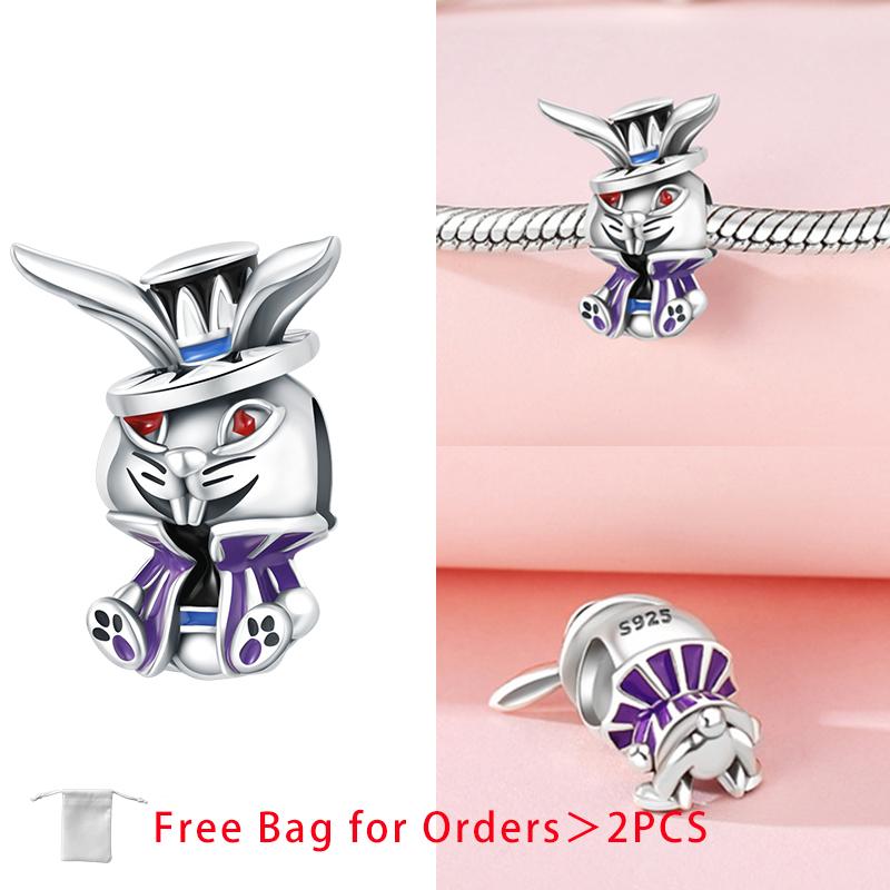 Halloween Purple Flying Witch Bead Components Rabbit Pendant Bead Component Copper Metal Charm Bead Components Compatible With Women Do It Yourself