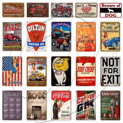 SUMIK Flag Girls Metal Tin Sign Vintage Art Plate Plaque Man Cave Bedroom Home Wall Decor