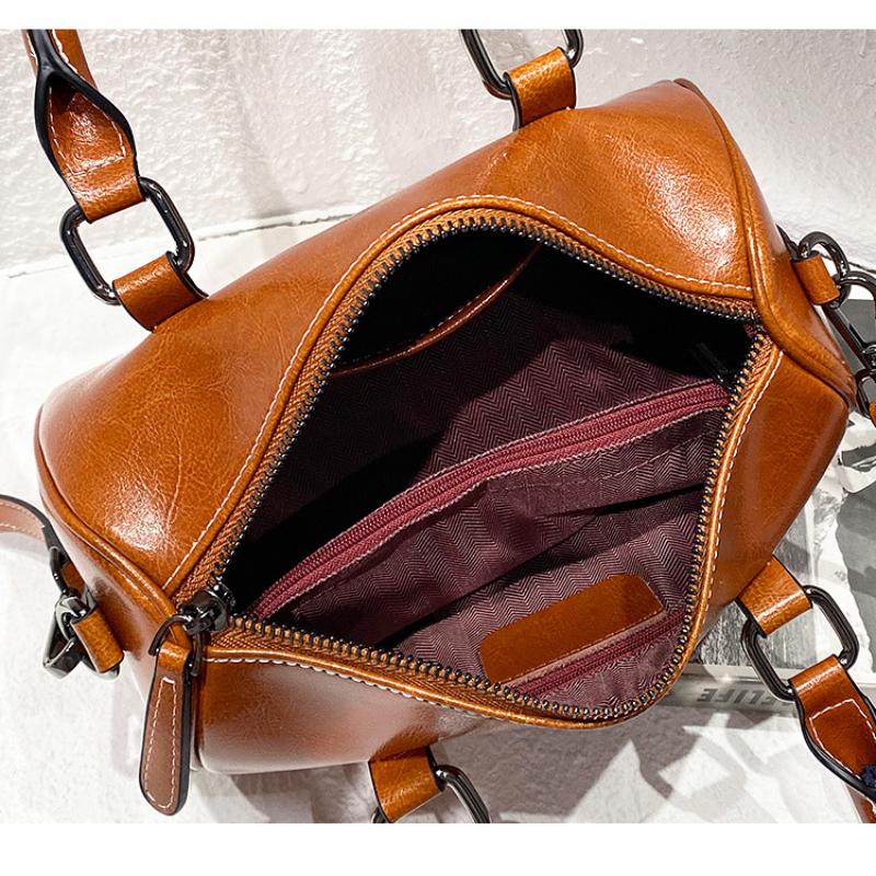 Genuine Leather Women's Messenger Bag New Boston Handbag Women's Niche High-end Shoulder Bag