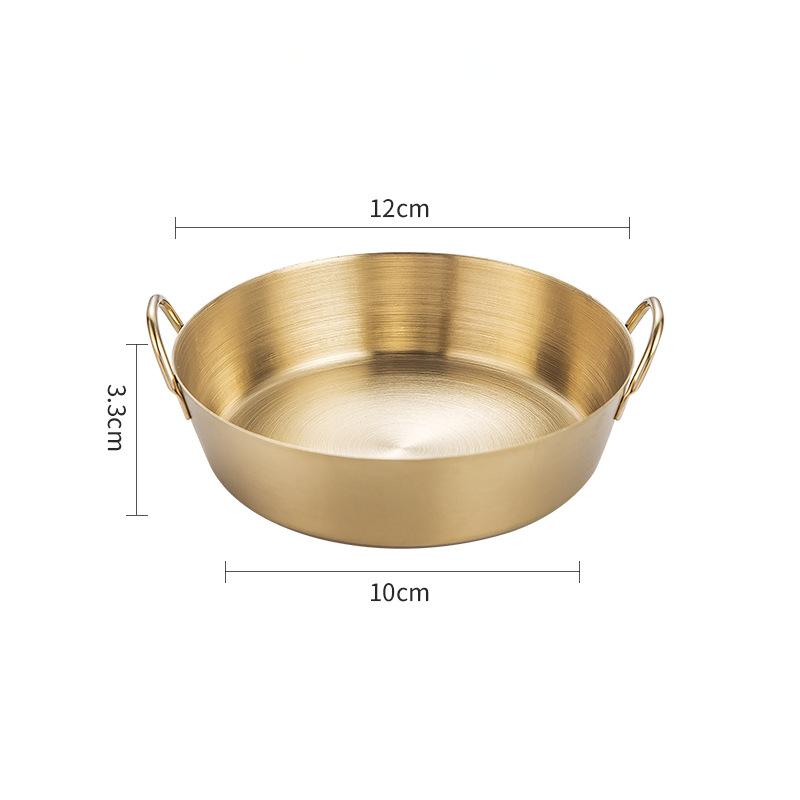 Korean Thicken 304 Steel Snack Plate Dish with Double Handle Multifunctional Sauce Bowl Fruit Dining Plate Kitchen Tableware Tools