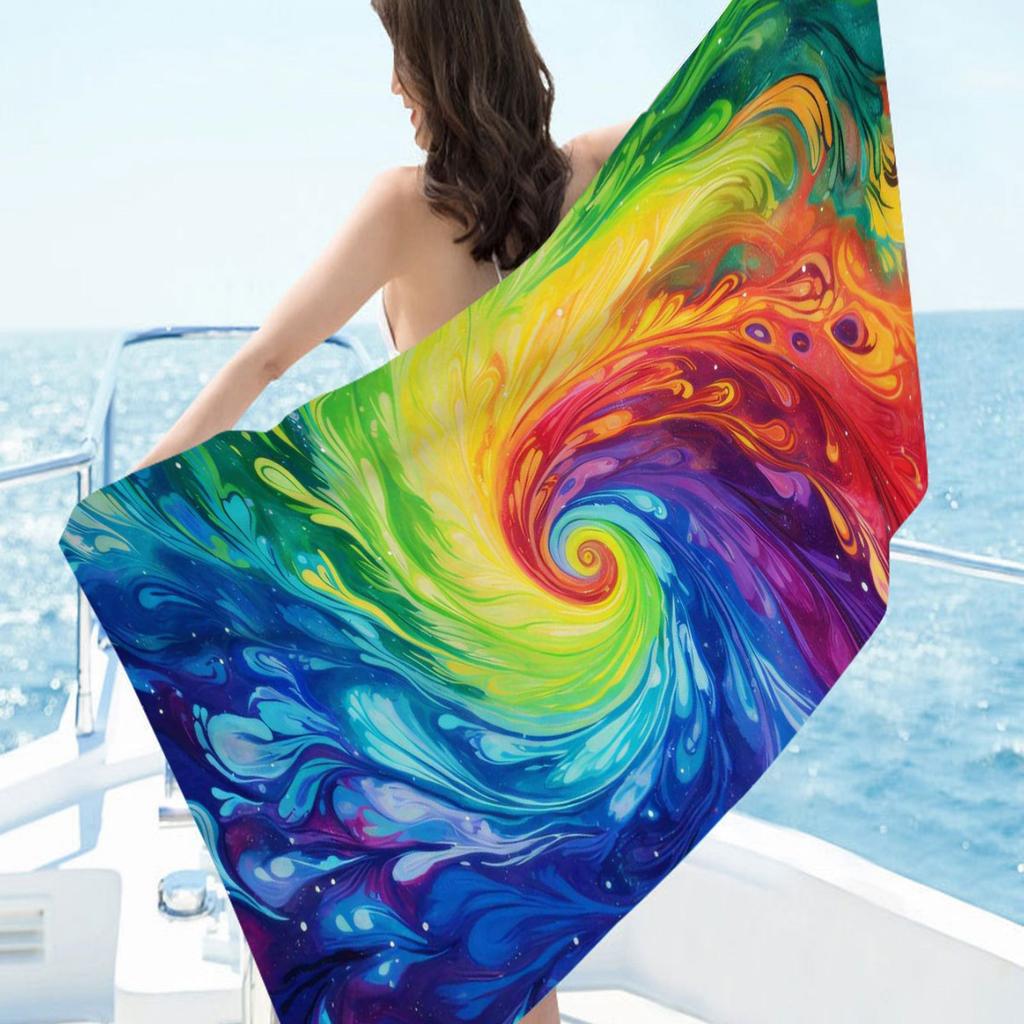 Creative Painting digital-printed polyester Superfine fiber double-sided fleece Beach vacation bath towel, beach towel