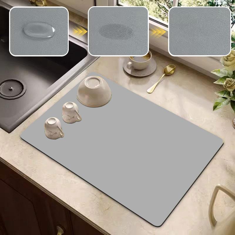Alfombrilla de Drenaje de Cocina Almohadilla Super Absorbente Individual de Secado de Vajilla Salvamanteles Alfombrilla de Secado de Encimera Cafetera Suministros de Cocina para el Hogar
