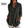 Tägliche Bluse Damen Gestreiftes Hemd für Sommer Herbst, Knopfleiste Einreiher Bluse, Elegant Lässig Langarm Hemdbluse