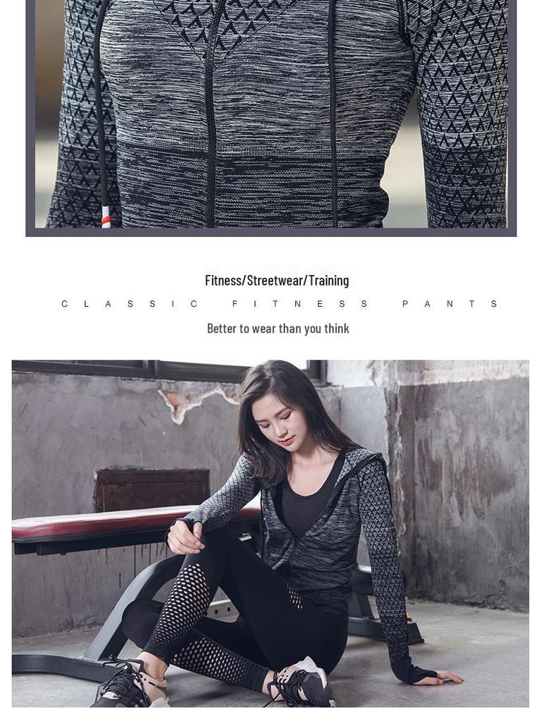 Women's Quick-Dry Slim Fit Hooded Jacket for Yoga and Sports, Long Sleeve Zip Cardigan for Autumn and Winter Fitness.