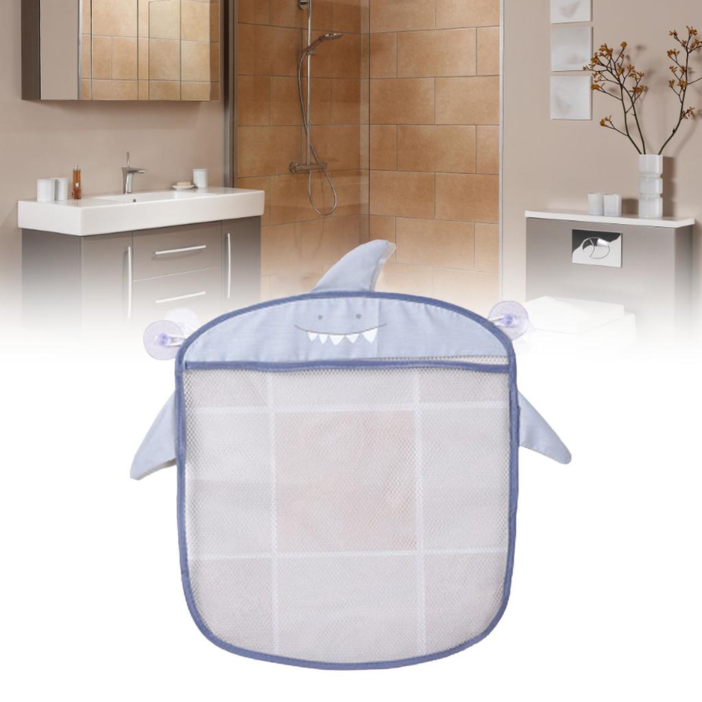 Bathroom Wall Mesh Bag Quick Drainage Cartoon Bath Toy Net Bag with Suction Cup for Toiletries