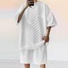 Men's Summer Printing Loose Sports Suit Round Neck Short Sleeve + Shorts Two-piece Set