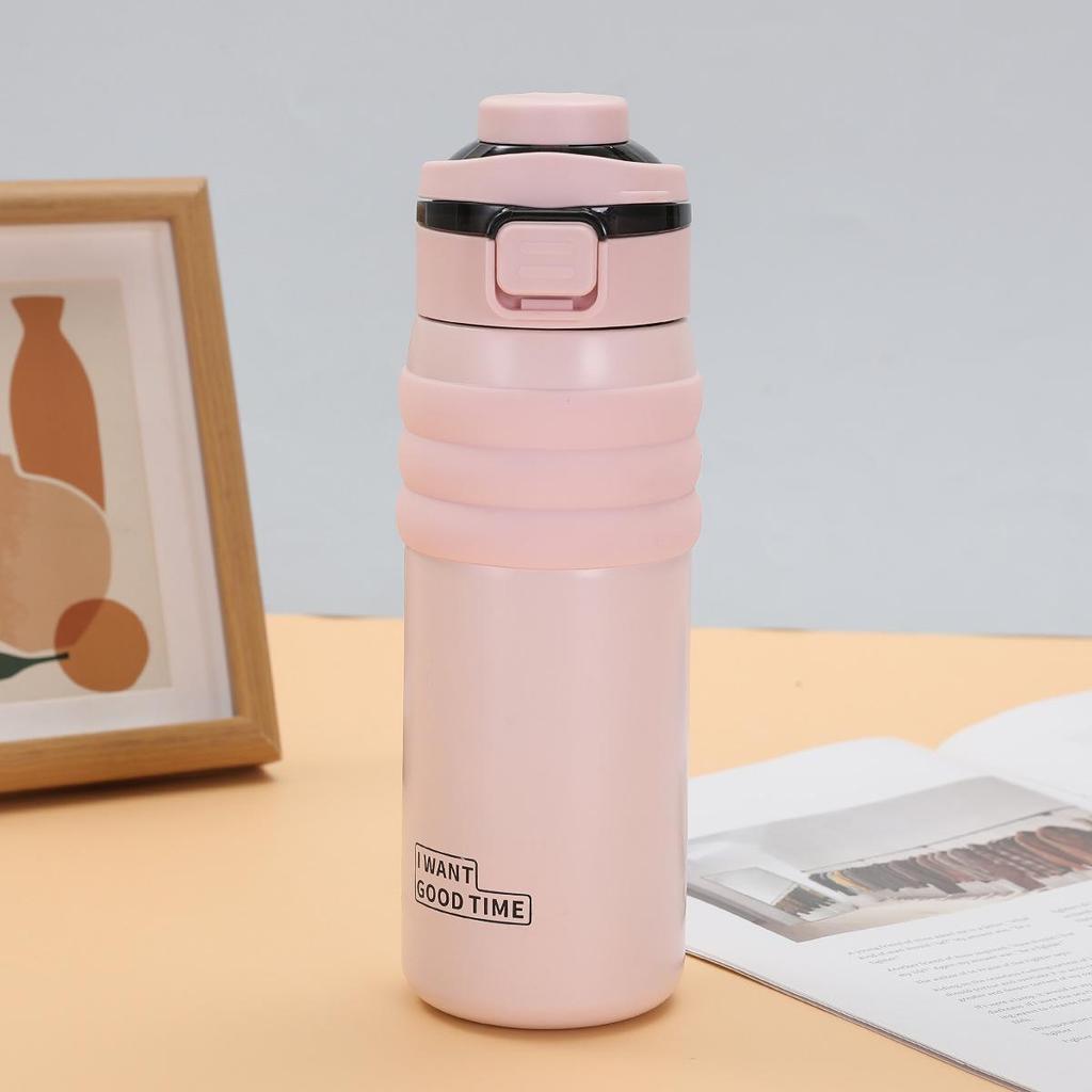 High Value Large Capacity Sports Kettle 316 Stainless Steel Double Layer Vacuum Thermos Cup Outdoor Double Drink Bouncing Cup