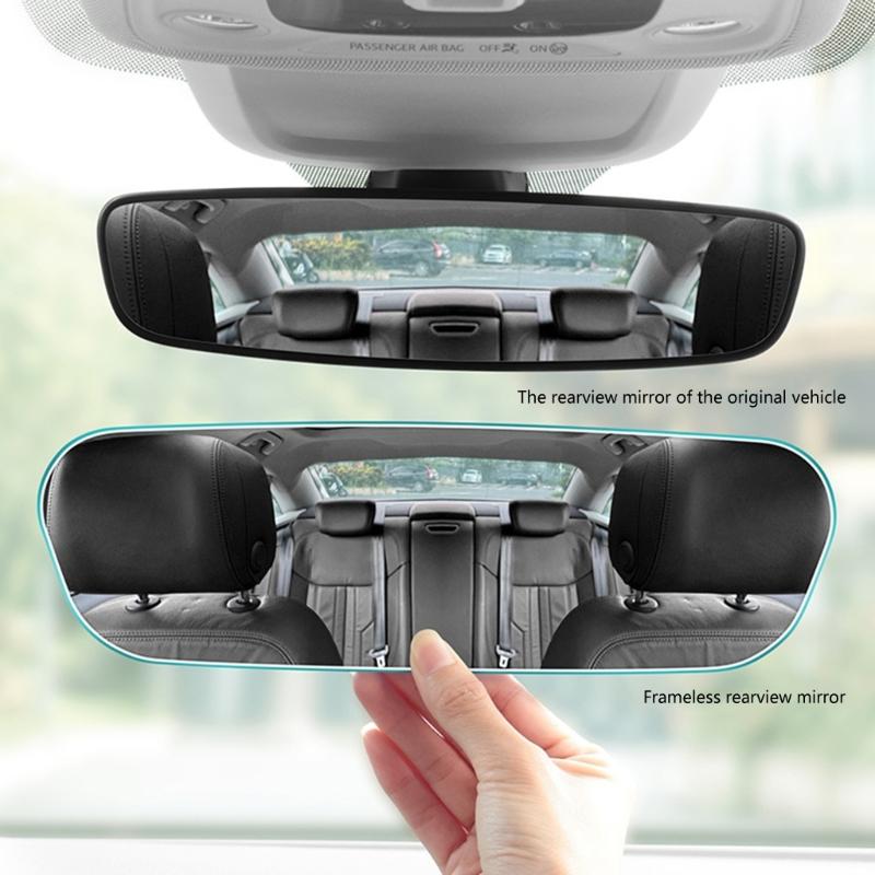 Automotive Frameless Interior Mirror with Wide Angle Curved Surfaces & Scratch Resistant Glass Coating for Vehicles