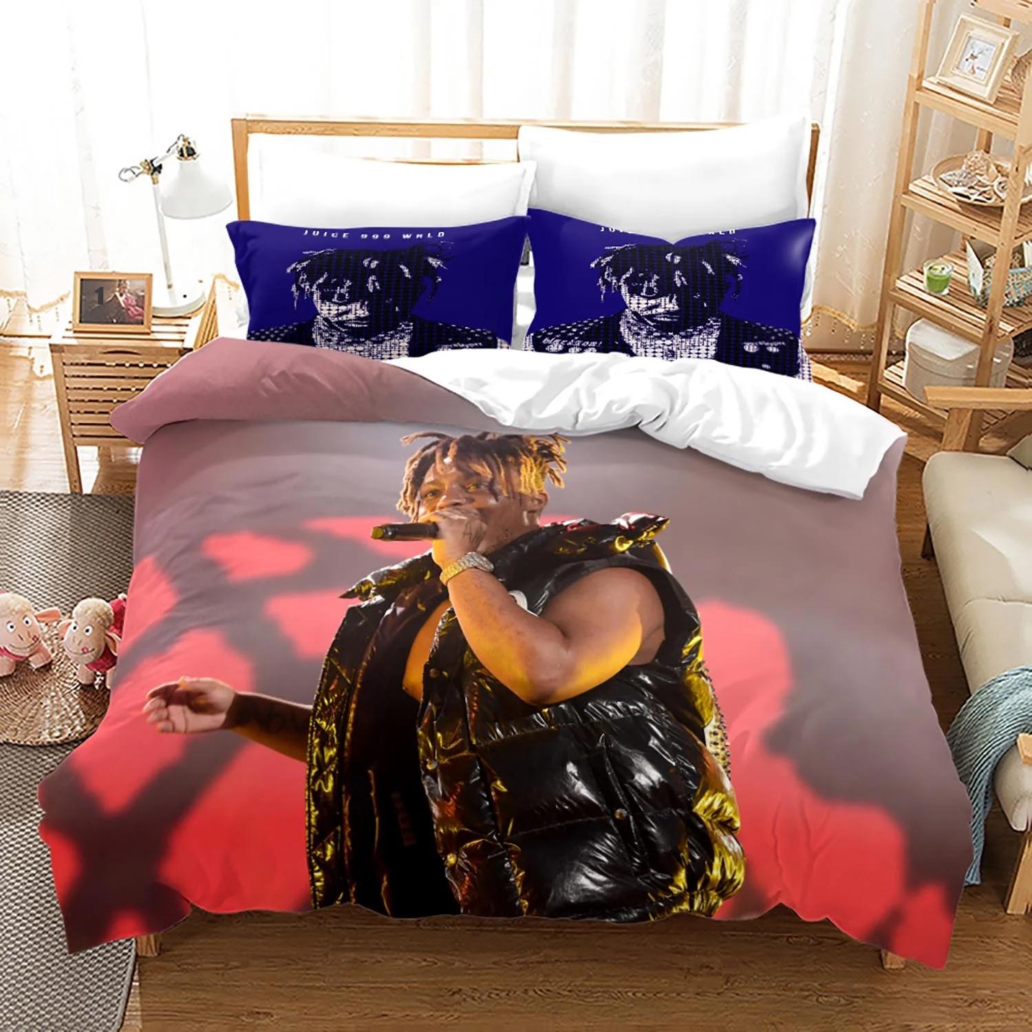 

Новый постельный комплект Juice Wrld Односпальный Полуторный Двуспальный Кингсайз Звезды Juice Wrld Комплект пододеяльника Для домашнего декора Комплект чехла для одеяла US Twin(172x218cm)