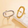 Geometric Hollow Oval Open Ring - Stainless Steel Fashion Trend Design