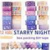 12 Rolls/set Purple Star Gold Foil Washi Tape Set Constellation Series Laser Masking Tapes for Scrapbooking DIY Stationary Set