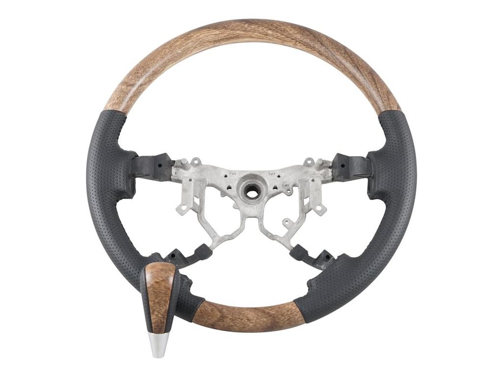 TRISTAR'S Standard Steering Wheel and Shift Knob Set for Toyota Hiace 200 Series (4th, 5th, 6th, 7th, and 8th Generation) (Classic Wood/Natural Wood)