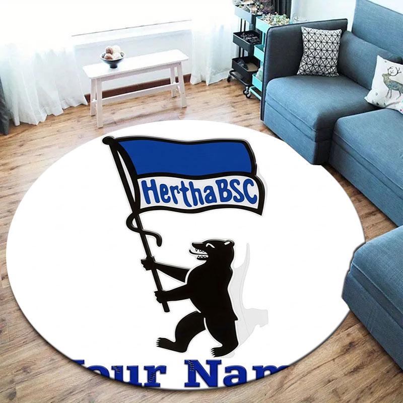 Hertha BSC Custom Name Round Area Rug,Carpet Rug for Living Room Bedroom Sofa Playroom Decor,Non-slip Floor Mat
