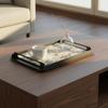 Horsehair Tray Modern Minimalist Faux Hair-Covered Tray Decor Textured Surface Multi-Use Storage for Coffee Table