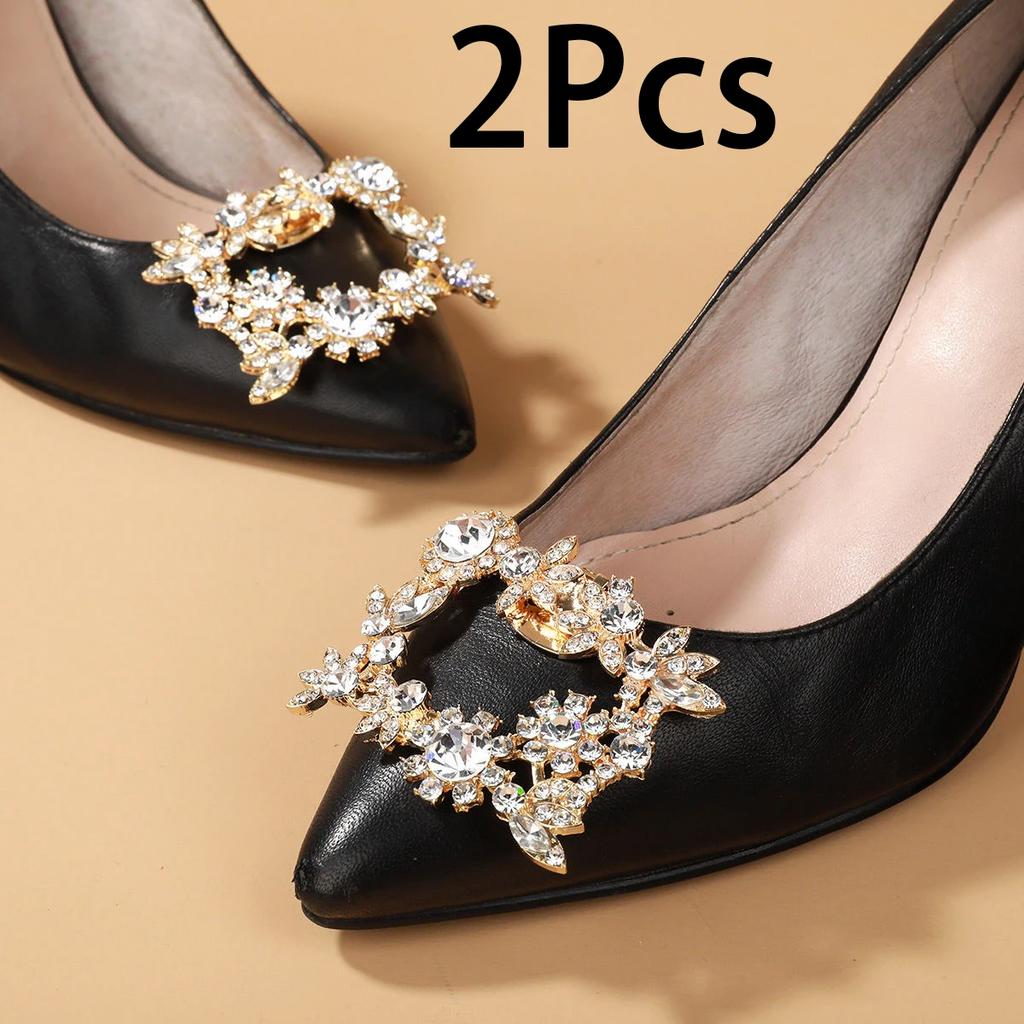 2Pcs High Heels Metal Decoration Buckle Removable Luxury Rhinestone Butterfly Shoe Buckle Vamp Decoration Toe Accessory