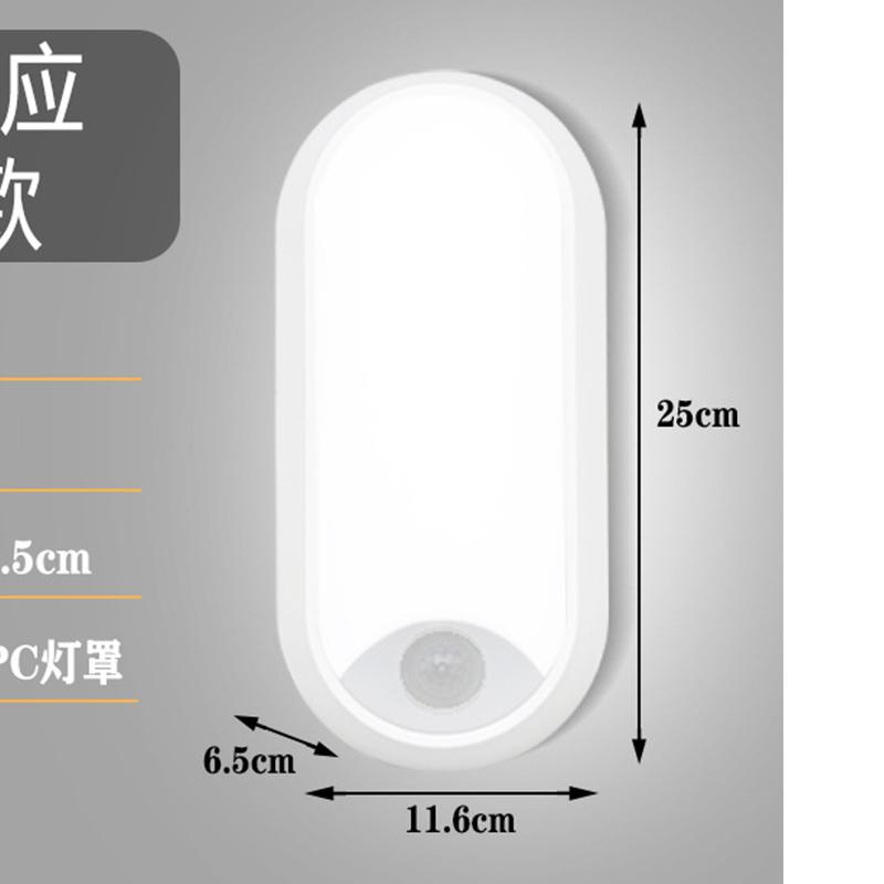 10W IP65 Modern Outdoor Waterproof Corridor Oval LED Bulkhead Lamp infrared pir Motion Sensor LED Wall Light