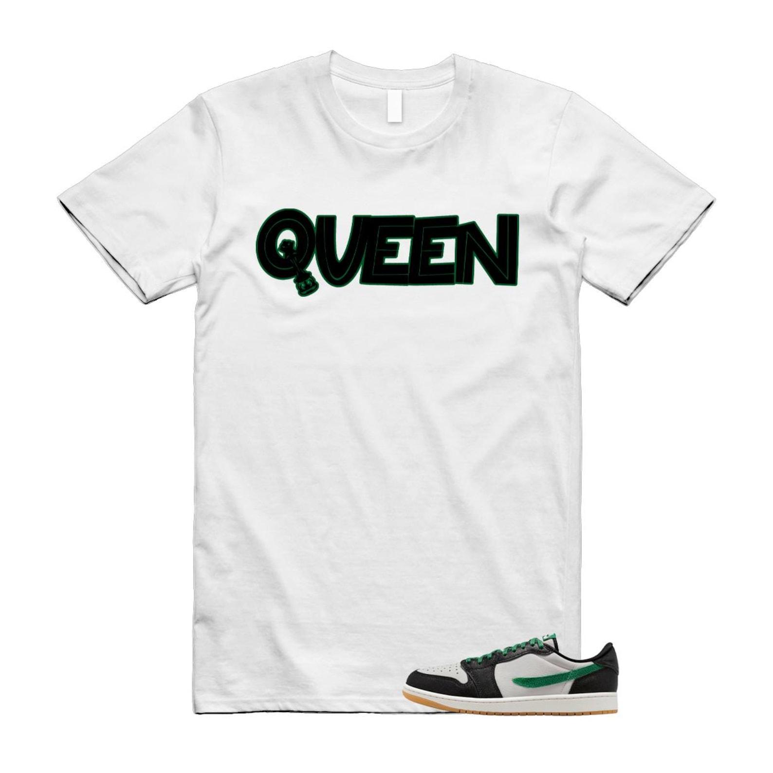 1 Phantom Pine Green White Black Low OG T Shirt Match QUEEN 4XL