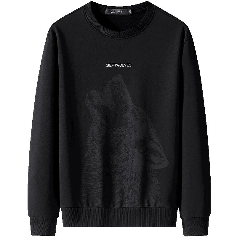 

Septwolves Men s Chest Letter Round Neck Pullover Sweatshirt L