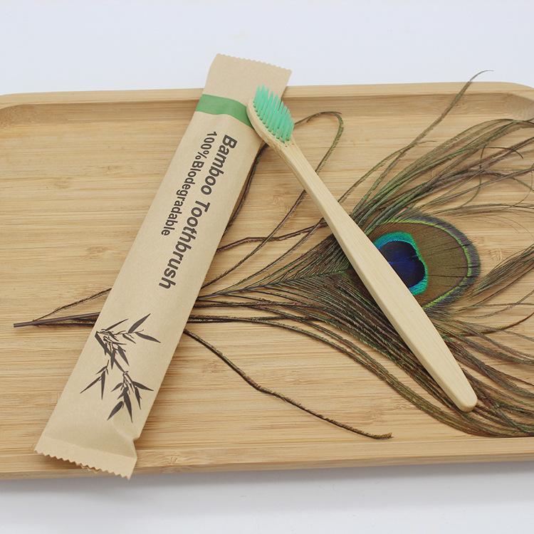 Bamboo Toothbrush Natual Color Individual Package Multiple Color Bristles High Quality Dental Clinic Eco Friendly Material