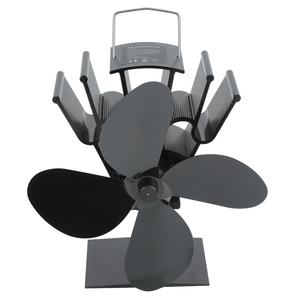Heat Powered 4 Blade Fireplace Stove Fan Wood Log Burner Fan for Home Heat Circulation