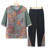 Summer Two-Piece Set: Grandma Style Chinese Shirt for Elderly Women
