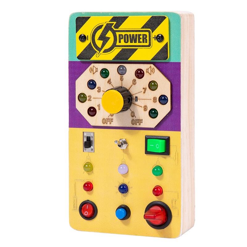 Interactive LED Wooden Busy Board: Children's Early Education Toy with Switches & Sockets