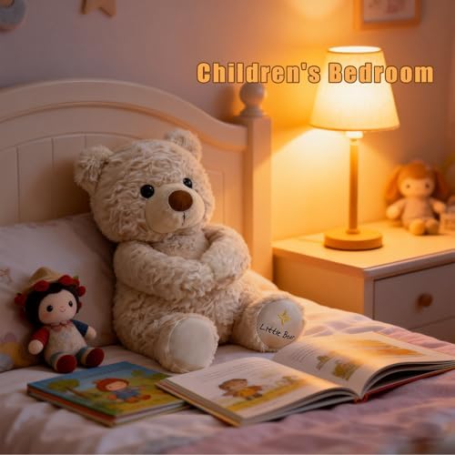 30cm Teddy Bear Plush Toy with Rose Bouquet and Hat, Romantic Valentine's Day Birthday Gift for Women Girls, Decoration Doll (Beige)