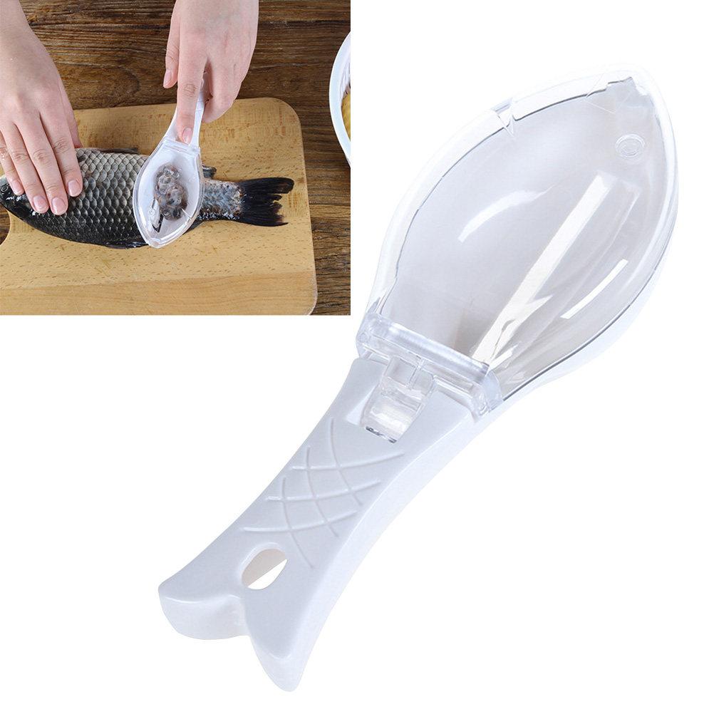 Fish Scale Scraper White ABS As Material Manual Planing Tool Plastic Serrated Safe Convenient Hanging Hole Kitchen Fishing Tools