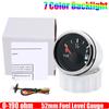 ZMFJH 2"52mm Fuel Level Gauge+Fuel Float Sensor 100-550mm 0-190 ohm Oil Tank Meter with Alarm 7 Color Light for Car Yacht 12V24V