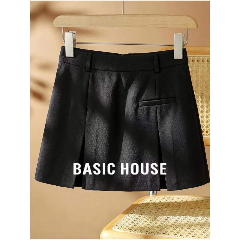 Basic House Women s High-Waist Slit A-line Mini Skirt M