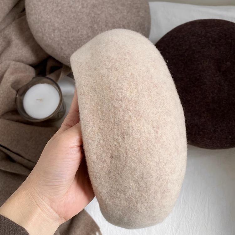 Thickened Wool Beret Milk Tea Color Maca Color Versatile Painter's Hat